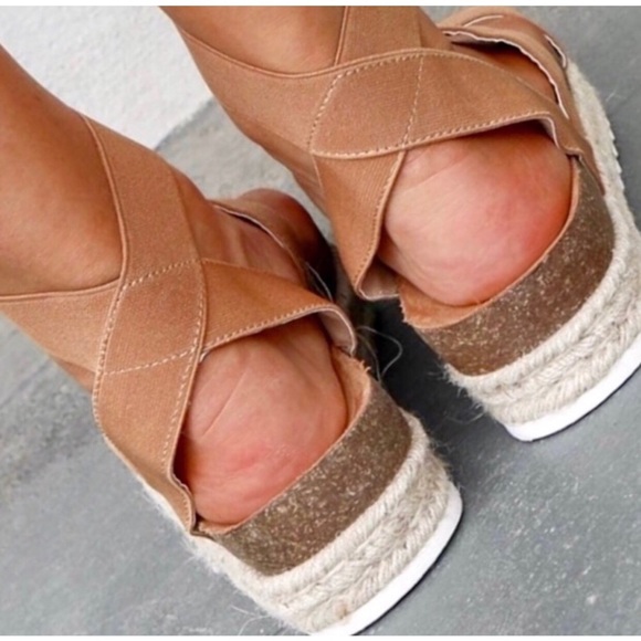 📣”Sophia” ✨Camel Espadrille platform Sandals - Picture 4 of 8